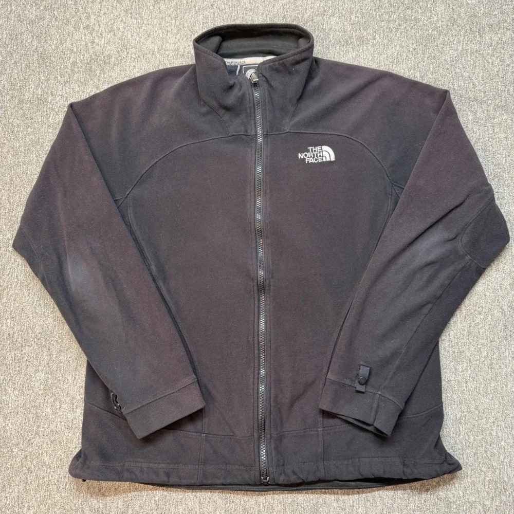 The North Face Mens Full Zip Fleece Jacket Black Mock Neck Large 000